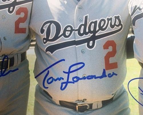 קירק גיבסון, טומי לסורדה, פדרו גררו חתום 12x18 תמונה דודג'רס באס PSA - תמונות MLB עם חתימה