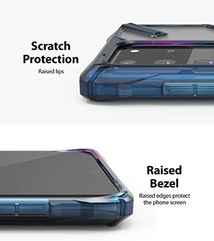 RINGKE FUSION -X תואם ל- Galaxy S20 Ultra Case 5G, ברורה גב כבד כבד אטום הלם TPU מחוספס כיסוי טלפון - כחול שטח