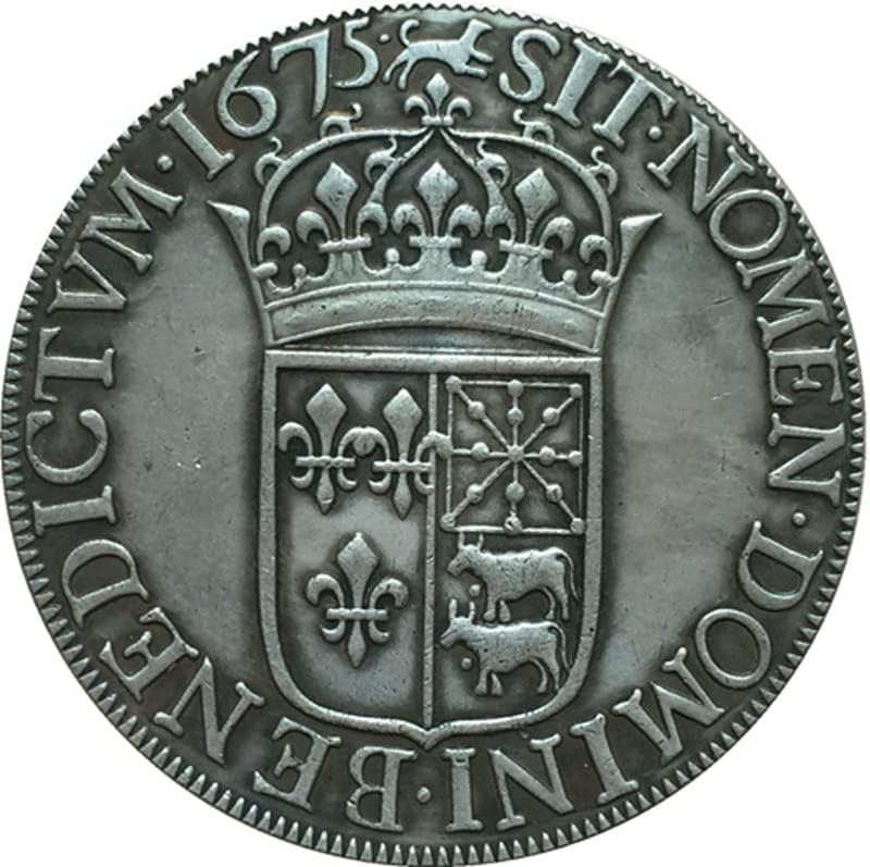 1675 מטבעות צרפתית טהורה נחושת מכסף מצופה מכסף עתיק מכסף מטבעות מלאות מלאות יכולת יכול לנשוף