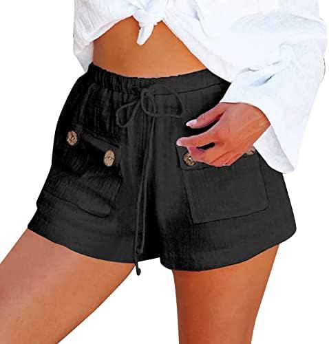 מכנסי אימון של HATOP לנשים כותנה עם כיסים כפתור קיץ נשים נוחות נשים מזדמנות מכנסיים קצרים זורמים חוף מותניים
