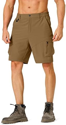 מכנסי מטען לטיולים בגברים מכנסיים קצרים מהיר של נסיעות קלות יבש עם ריבוי כיסים לקמפינג דיג גולף