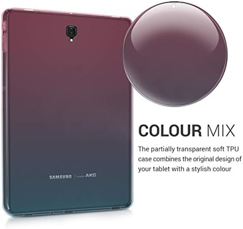 מקרה סיליקון KWMobile TPU תואם ל- Samsung Galaxy Tab S4 10.5 - מקרה כיסוי מגן גמיש רך - ביקולור ורוד כהה/כחול/שקוף