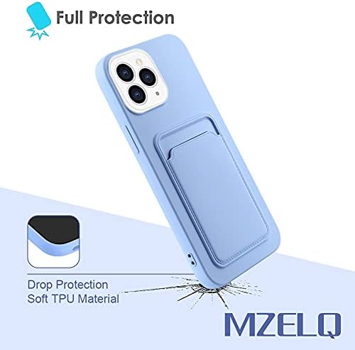 MZELQ תואם למארז iPhone 13 Pro, כיסוי הגנת מצלמת מחזיק כרטיסים לאייפון 13 Pro + מגן מסך, חריץ כרטיס מעוצב עבור iPhone 13 Pro Thone -Purple