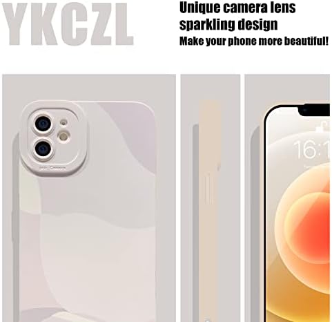 Ykczl תואם למארז iPhone 12, דפוס לב מצויר חמוד של עדשת מצלמה מלאה מגן מגן רזה טלפון רך אטום הלם לנשים בנות-לבן