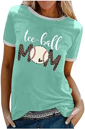 חולצת טריקו של אימא בייסבול בייסבול נשים בייסבול מצחיק מכתב מודפס טייז צבע בלוק צבע שרוול קצר נמר חולצה עליונה