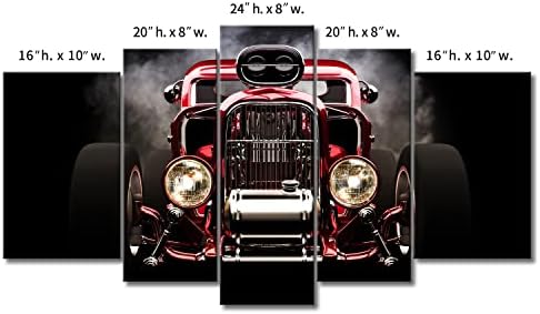 5 חתיכות רטרו רכב קיר אמנות עם ציור התמונה בציר אופנוע הדפסה על בד לעיצוב בית קישוט
