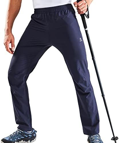 מכנסי מתיחה קלים של Haimont גברים, מכנסי ניילון יבש מהיר חיצוני עם כיסי רוכסן, UPF50 ועמידים במים