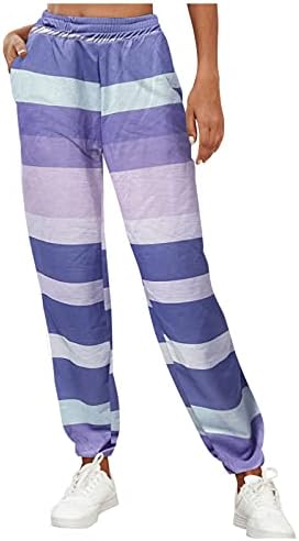 מכנסי טרנינג קל משקל של Beuu לנשים עם מכנסי טרנינג קלים אימון מודפס של מכנסי ספורט עם כיסים עם כיסים