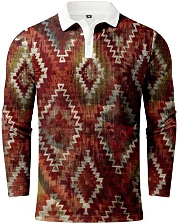 חולצת פולו של שרוול ארוך שרוול ארוך נמתח נוח רבע-רוכסן חידוש גרפי ארוך אימון טיול טי טופ מס '0907