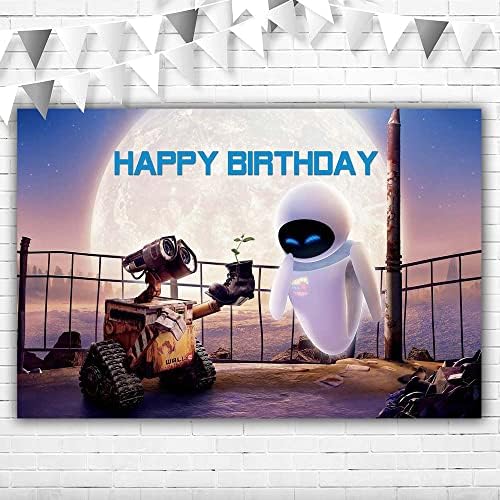 קיר קישוטים למסיבת יום הולדת באנר 5 על 3 רגל יום הולדת שמח רובוט נושא רקע לבנים יום הולדת 1 ויניל קיר-יום הולדת רקע מפת שולחן