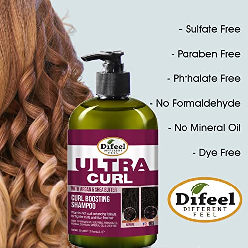 Difeel Ultra Curl 3-PC תלתל משפר ערכת טיפוח שיער: שמפו תלתל אולטרה 12 גרם, מרכך 12 גרם ומסכת שיער