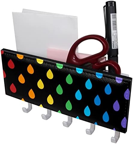 צבעוני אגל דפוס עם שחור רקע דואר מחזיק ארגונית ומפתח ווי פו קדמי, עצמי דבק מפתח מתלה עם 5 ווים מושלם עבור כניסה, מסדרון אמבטיהאותו מטבח