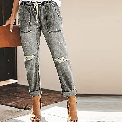 ג'ינס חבר של Foviguo לנשים קרוע מכנסי ג'ינס רזים מכנסיים במצוקה חמודה נמתחת ג'ינס רזה עם חור