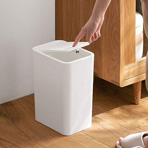 אשפה פלסטית יכולה לדחוף מגע מגע מחזור סל סלון מלבני חדר אמבטיה עם מכסה צרה אשפה פח לבן 8 ליטר פחיות מטבח