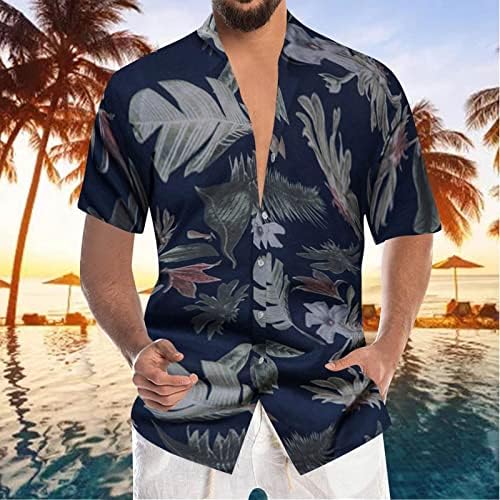חולצה הוואי פאנקית לגברים שרוול קצר כיס קדמי דודה חולצת נופש אימה חולצות הוואי לגברים