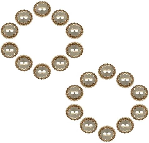 כפתורי תפירה מתכתיים של Hevstil 20 יחידות, 2 חורים סגסוגת זהב כפתורי בגדי כפתורי מעיל מתכת דקורטיביים כפתורי מעיל מתכת כפתורי סיכה לחצני