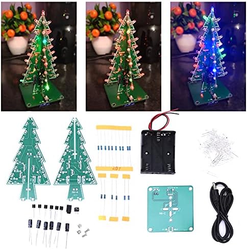 עץ חג המולד 3D LED LED אלקטרוני צמחים מלאכותיים פרחים ערכת מעגל עצים מלאכותיים להרכיב צבעים LED סטריאו עץ חג המולד עיצוב חג