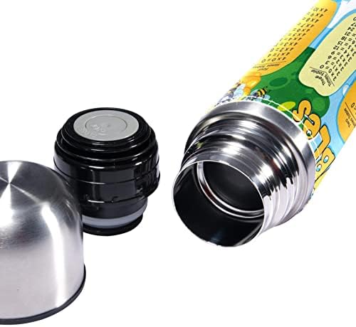 SDFSDFSD 17 גרם ואקום מבודד נירוסטה בקבוק מים ספורט ספורט קפה ספל ספל מעביר עור אמיתי עטוף BPA בחינם, שולחנות טיימס עיצוב עם דבורים עף