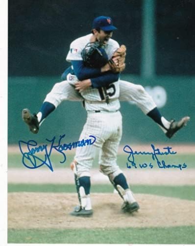 ג'רי קוסמן/ג'רי גרוטה ניו יורק מטס 1969 WS אלופות אקשן חתום 8x10 - תמונות MLB עם חתימה