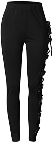 מכנסי פאנק רחוב נשים בצד חוצה מכנסי הרם שחורים עם מותניים גבוהים רצים וינטג 'מכנסי הרזיה פלוס גודל