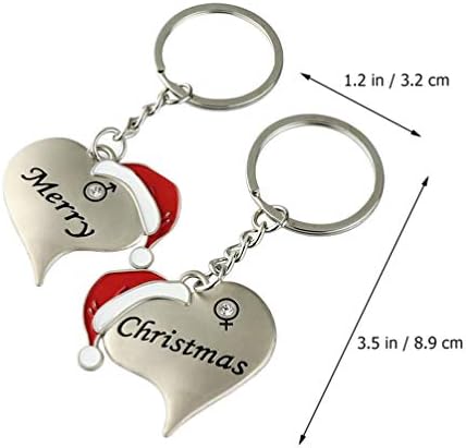 מפתח שרשרת 2 יחידות החג שמח מחזיקי מפתחות סנטה קלאוס מחזיק מפתחות מתכת זוג מפתח טבעות מפתח מחזיק עבור מסיבת חג המולד מתנות מפתח שאקל