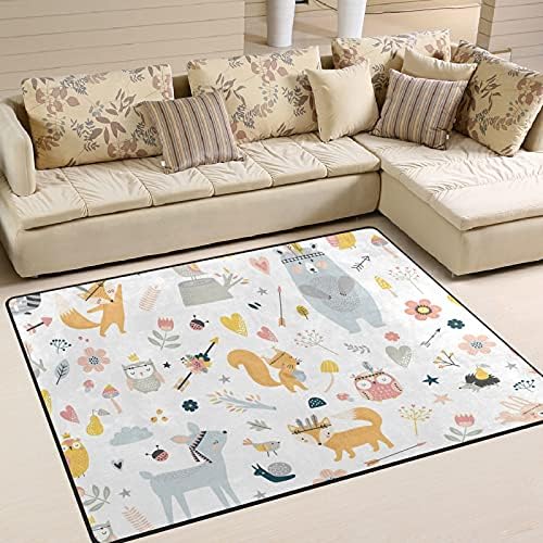 יער חיות חמודות חמודות שטיחים גדולים של שטיחים משתלת שטיח פליימאט לילדים משחק חדר שינה חדר סלון 80 x 58 אינץ ', שטיח תפאורה ביתית