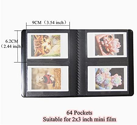 Leonuliy 64 Pockets Film Film אלבום סט עבור Fujifilm Instax Mini 7S Mini 8 Mini 9 Mini 11, Polaroid Snap/Z2300, 3 אינץ 'תמונות וכרטיסים.