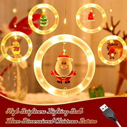 קישוטי חג המולד אורות חלון חג המולד קישוטי חג המולד מקורה, 125 אורות וילון חלון LED, אורות עיצוב עץ חג המולד חיצוניים אורות עץ חג המולד