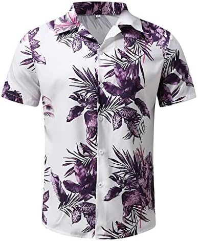 סטים לגברים בקיץ של ג'יאנג 2 חלקים כפתור שרוול קצר הוואי מטה חולצות מודפסות אמצע מותניים קצרים תלבושות חוף נופש