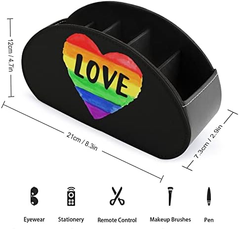 Love Heart LGBT Gride TV מחזיקי שלט רחוק מארגן איפור ארגז עור PU עור אחסון בית חנות קאדי עם 5 תא