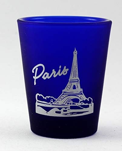 פריז צרפת קובלט כחול חלבית זכוכית שוט