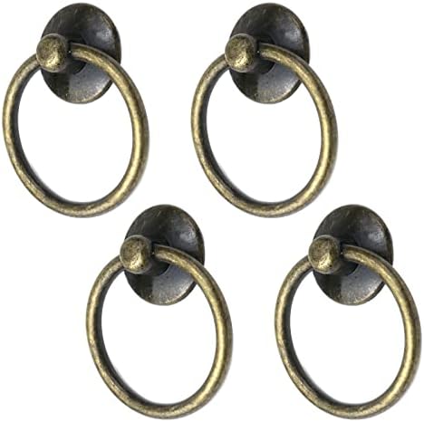 Faotup 4pcs סגסוגת אבץ סגסוגת טבעת משיכה, משיכות טבעת טיפת ברונזה מושכות, משיכות טבעת טיפת ברונזה, משיכות ארונות ברונזה, ידיות טבעת מגירה,