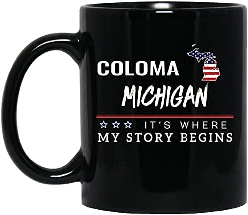 אמריקאי דגל ספל קולומה מישיגן קפה כוס זה שבו שלי סיפור מתחיל 4 יולי קפה ספל פטריוטית מתנה עצמאות יום זיכרון יום תה כוס 11 עוז שחור