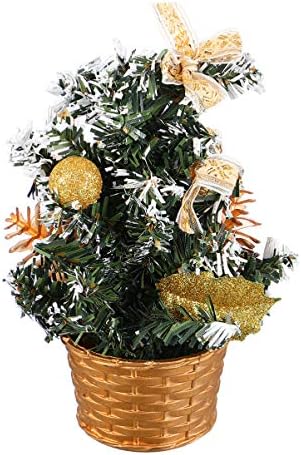 עיצוב חג המולד של Nuobesty עץ חג המולד עם קשת פירות יער זהב, שולחן טבלט מלאכותי עץ חג המולד 20 סמ קישוטים של מתנה קישוט שולחן עבודה לקישוטים