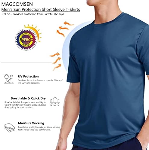 חולצת טריקו עם שרוול קצר של Magcomsen גברים מהיר יבש UPF 50+ אימון ספורטאי אימון דיג דיג טיול טיי חולצות