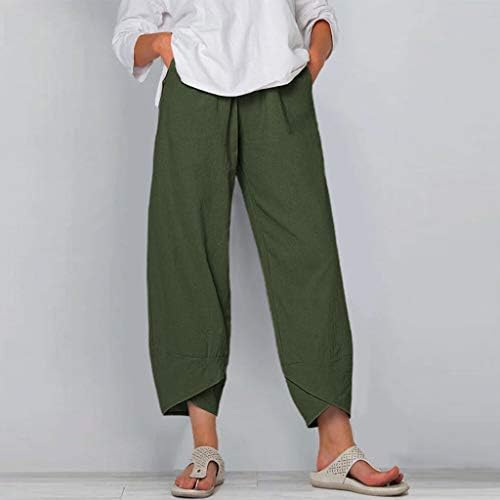 מכנסי קפרי אויומוב לנשים בתוספת מכנסי רגל רחבים של כותנה בגודל מכנסי מכנסי חוף אלסטיים המותניים המותניים המותניים המותניים המותניים.