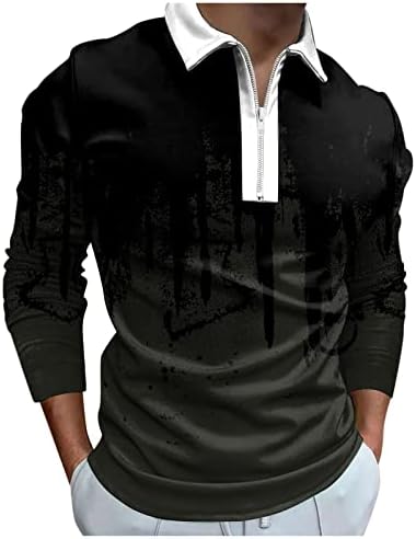 XXBR 2022 חולצות פולו גברים חדשות, שרוול ארוך 1/4 ZIP UP UP GOLF TOPS רחוב 3D חולצה מעצבת מזדמנת מודפסת דיגיטלית