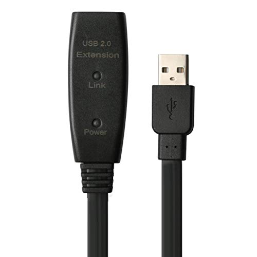 Mutecpower 33ft Ultra שטוח USB 2.0 כבל זכר לנקבה עם ערכת שבבים - כבל סיומת פעיל של USB כבל משחזר כבל 33 רגל דק שחור שחור