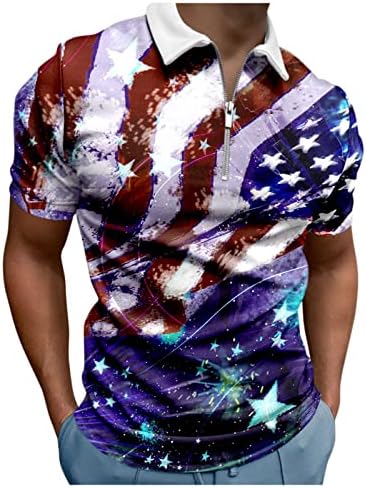 Ruiruilico American Flag חולצות פולו לגברים 4 ביולי חולצות טי פטריוטיות בקיץ שרוול קצר שרוול קצר פולו ספורט
