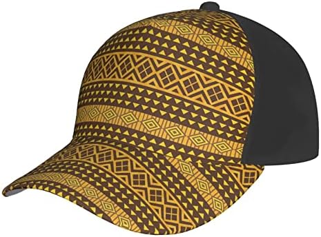 צהוב וחום משולשים מודפס בייסבול כובע, מתכוונן אבא כובע, מתאים לכל מזג האוויר ריצה ופעילויות חוצות