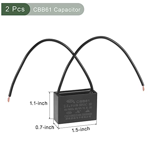 יוקייב 2 PCS קבלת מאוורר תקרה CBB61, קבלים פוליפרופילן מתכתיים קבלים מעולים עבור מעריצים משאבות מנועי ריצה