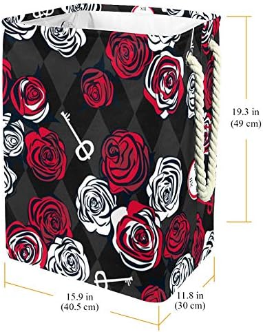 אדום ולבן ורדים על שחמט 300 ד אוקספורד עמיד למים בגדי סל גדול כביסה סל עבור שמיכות בגדי צעצועים בחדר שינה