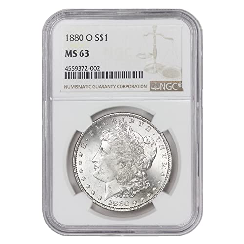 1880 O American Silver Morgan דולר MS-63 $ 1 MS63 NGC
