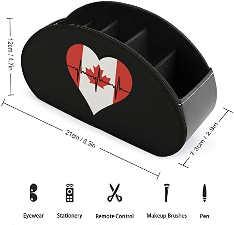 אהבה קנדה הדפסת פעימות לב טלוויזיה מארגן מרחוק מחזיקי בקרת קופסאות עור PU 5 תאים מיכל אחסון