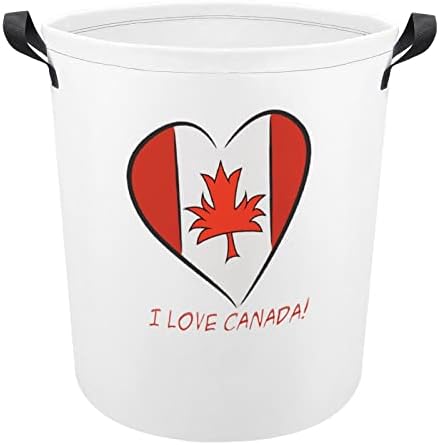 אני אוהב קנדה יום גדול כביסה סל סל תיק כביסה עם ידיות עבור מכללת במעונות נייד