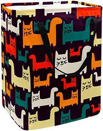 דפוס חתולים צבעוני הדפס סל כביסה מתקפל, סלי כביסה עמידים למים 60 ליטר אחסון צעצועי כביסה לחדר שינה בחדר האמבטיה במעונות