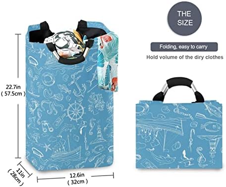 סל אחסון ימי תמנון ימי עוגן כביסה כחולה פטיש מתקפלת על צעצועים גדולים במיוחד סל אחסון לילדים לילדים מעונות אמבטיה ביתיות מארגנות דקו