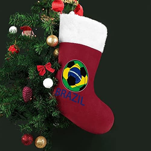גרבי גרב גרבי חג המולד של ברזיל כדורגל עם אח קטיפה תלויים לעיצוב בית עץ חג המולד