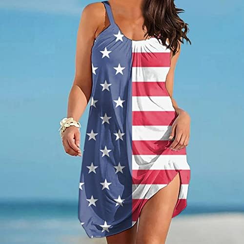 מיאשוי קל משקל קיץ שמלת יום העצמאות לנשים בתוספת גודל אופנה אמריקאי 4 של יולי אלגנטי או צוואר ג ' ינס