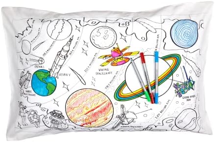 סט מתנות של EatsleepDoodle לילדים-צבע כרית כותנה מארז 3 חבילות באגדות ואגדות, סייר חלל ודינוזאורים, 10 סמני בד שטיפה הכלולים בכל כיסוי